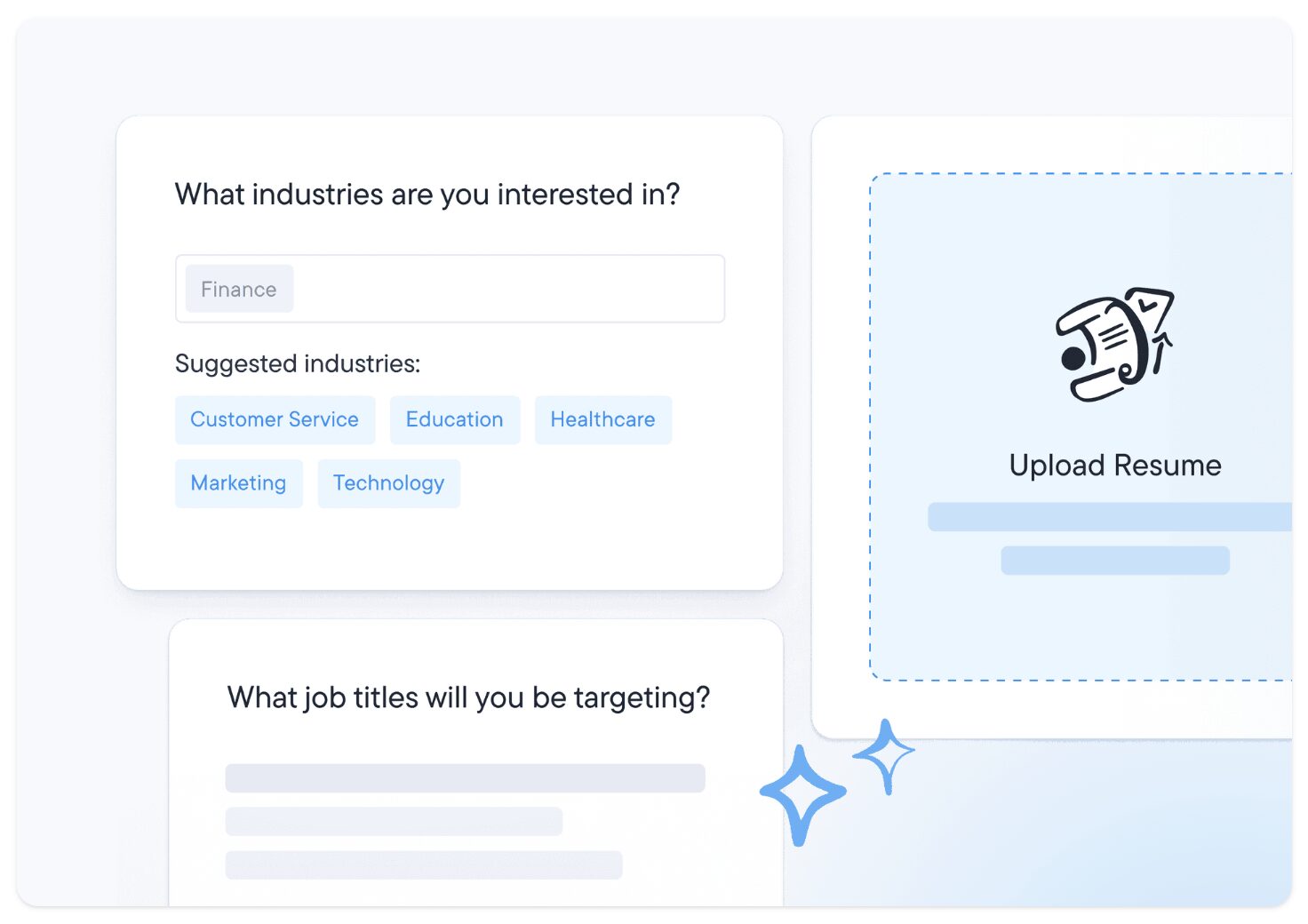 TopResume website screenshot - intake information