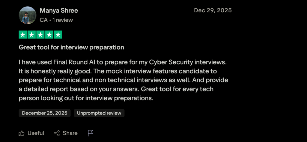 final round ai trustpilot screenshot
