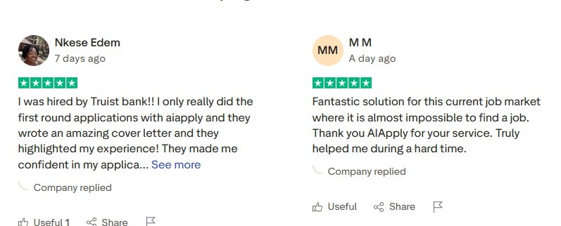 aiapply trustpilot positive reviews